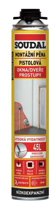 12x Soudal montážna pena pištoľová nízkoexpanzná 750ml