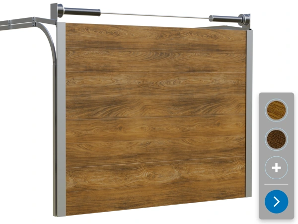 Sekčná garážová brána ETILA SILENT | panel s pruhom | drevoimitácia