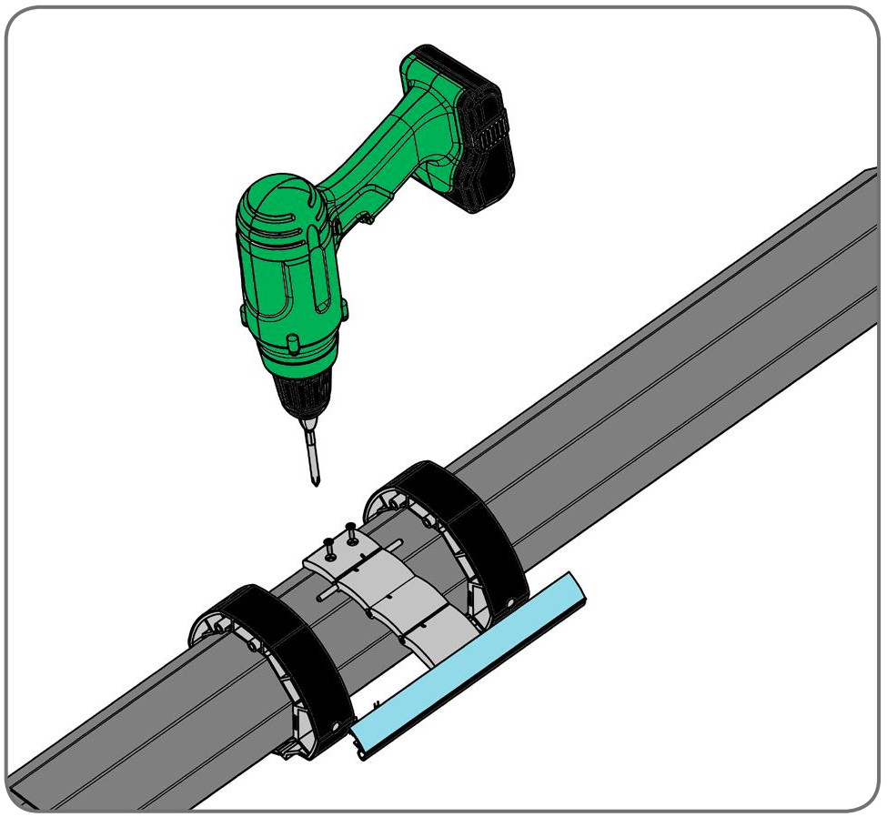 Krok 11b – Skrutkovanie závesov k hriadeli