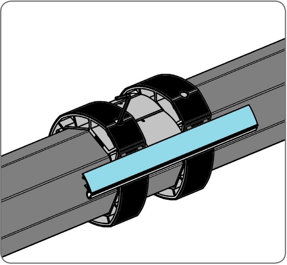 Krok 11a – Upevnenie plastových objímok hriadele